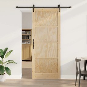 Porta Deslizante vidaXL com Conjunto de Ferragens 93x232 cm Madeira de Pinho Maciça