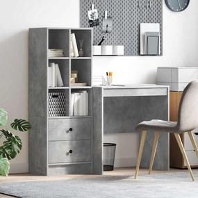 vidaXL Mesa com Armazenamento Cinza Concreto Madeira Derivada