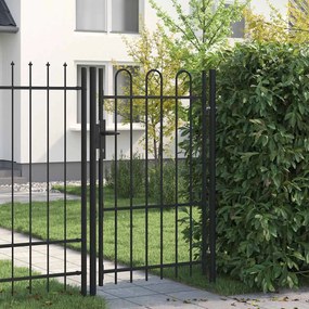 vidaXL Portão de vedação individual com topo arqueado aço 1x1,5m preto