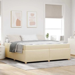 vidaXL Estrutura de cama com colchão Creme 200 x 200 cm tecido