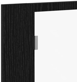 Armário de Espelho LED para Casa de Banho vidaXL Preto Carvalho 60x12x