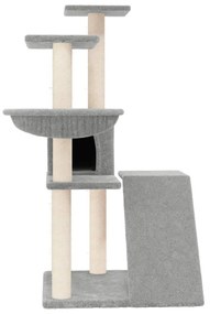 Árvore p/ gatos c/ postes arranhadores sisal 94 cm cinza-claro