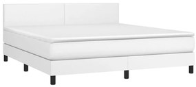 Cama com molas/colchão 180x200 cm couro artificial branco