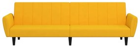 Sofá-cama de 2 lugares veludo amarelo