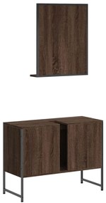 2 pcs conj. móveis de WC derivados madeira carvalho castanho
