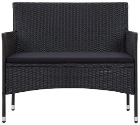 4 pcs conjunto lounge de jardim c/ almofadões vime PE preto