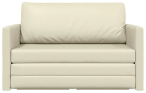 Sofá-camas 2-em-1 Creme 124x71x78 cm Couro Sintético