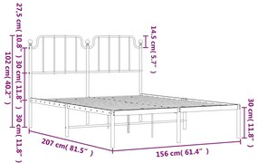 Estrutura de cama com cabeceira 150x200 cm metal branco