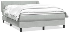 vidaXL Cama com molas/colchão 140x210 cm veludo cinzento-claro