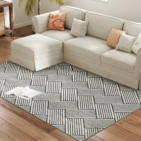 Tapete de sala 200 x 140 cm, de pêlo curto, lavável na máquina e hipoalergénico cinzento
