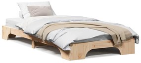 Cama 90x190 cm de madeira de pinho sólido