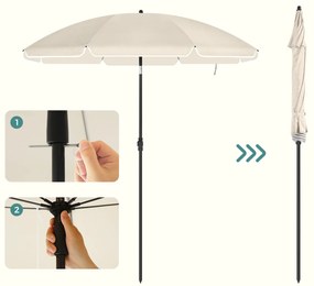 Guarda-sol para praia, jardim Ø 1,6 m com bolsa de transporte bege