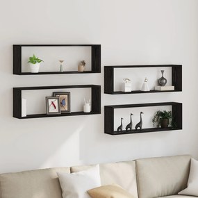 Prateleiras de Parede vidaXL 4 pcs Carvalho Preto 80x15x26 cm Madeira