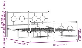 Estrutura de cama com cabeceira e pés 160x200 cm metal preto