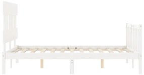 Cama sem colchão 140x200 cm madeira de pinho maciça branco