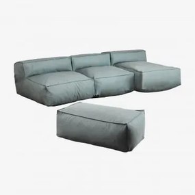 Sofá Modular Chaise Longue De 3 Peças E Puff Dojans Verde Éter - Sklum