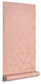 Kave Home - Papel pintado Gea cor-de-rosa e dourado 10 x 0,53 m FSC MIX Credit