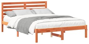 Estrutura da Cama com cabeceira Castanho-mel 140 x 190 cm
