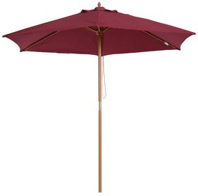 Chapéu de Sol Ø250x230cm Chapéu de Sol com Mastro de Madeira com 6 has