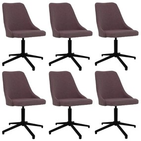 vidaXL Cadeiras de jantar giratórias 6 pcs tecido castanho