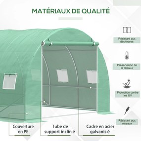 Estufa de jardim de 9 m², estufa tipo túnel de 3 x 3 x 2 m com porta enrolável e 6 janelas em malha de aço PE verde