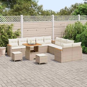 Conjunto de Sofá de Jardim de 13 Peças com Almofadas Rattan Poliéster