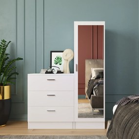 Armário Multiusos CC6 – Branco – Gavetas: 60x72x47 cm, Armário: 40x140