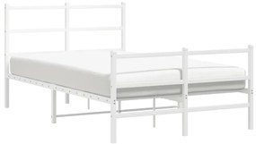 Estrutura de cama com cabeceira e pés 120x190 cm metal branco