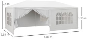 Tenda de Jardim 583x293 cm Tenda de Festas Desmontável com 4 Janelas 2