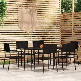 vidaXL 7 pcs conjunto de jantar para jardim preto