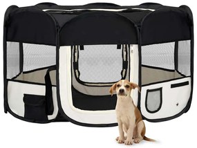 Parque dobrável p/ cão c/ saco de transporte 145x145x61cm preto