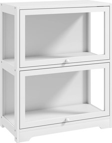 Vitrina Expositora para Coleções com 2 Níveis e Portas em Acrílico para Figuras, 59,5x30x73 cm, Branco