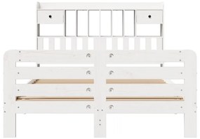 Cama com estante sem colchão 150x200 cm pinho maciço branco