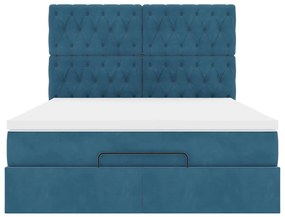 Estrutura de cama otomana colchões 140x200cm veludo azul escuro