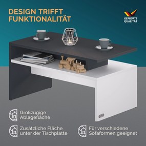 Mesa de centro Sacramento 95x55x50cm branco/antracite