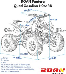 MINI MOTO 4 GASOLINA PARA CRIANÇAS 110cc PANTERA R8 automático com marcha atrás Azul