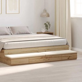 vidaXL Gavetas de cama Carvalho Artesanal 180 x 36,5 x 16,5 cm