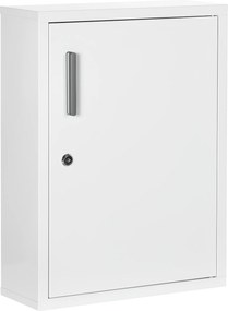 Armário de medicamentos com 2 prateleiras e 3 níveis 40 x 15 x 53,5 cm, porta com fechadura e 2 chaves, branco