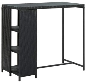 3 pcs conjunto de bar para jardim c/ almofadões vime PE preto