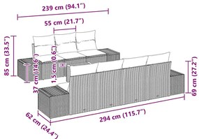 Conjunto de Sofá de Jardim 8 pcs Cinzeto 55 x 55 x 37 cm