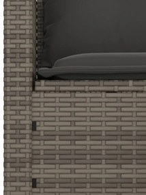 3 pcs conjunto sofás de jardim c/ almofadões vime PE cinzento