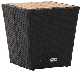 46197 vidaXL Mesa de chá 41,5x41,5x43 cm vime PE e acácia maciça preto