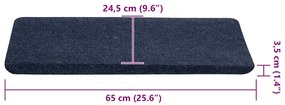 Tapetes de escada adesivos 30 pcs 65x24,5x3,5 cm azul