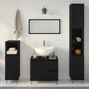Conjunto de Móveis para Casa de Banho 3 Peças Carvalho Preto Madeira d