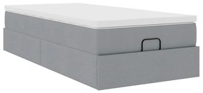 Estrutura cama otomana colchão 90x190 cm tecido cinzento claro