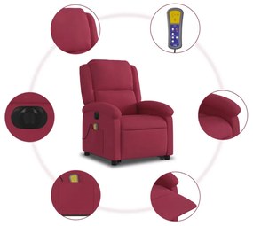 Poltrona massagens elevatória elétrica veludo vermelho-tinto