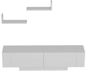Móvel de TV "Ekol" com Prateleiras de Parede – Branco - 150x31.5x40 cm