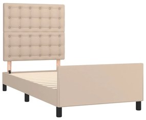 Estrutura cama cabeceira 90x200 cm couro artificial cappuccino