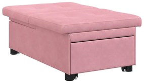 Sofá-cama 3 em 1 Design Retrátil Veludo Rosa
