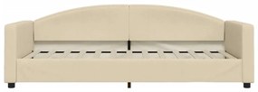 Sofá-cama com colchão 90x200 cm tecido cor creme